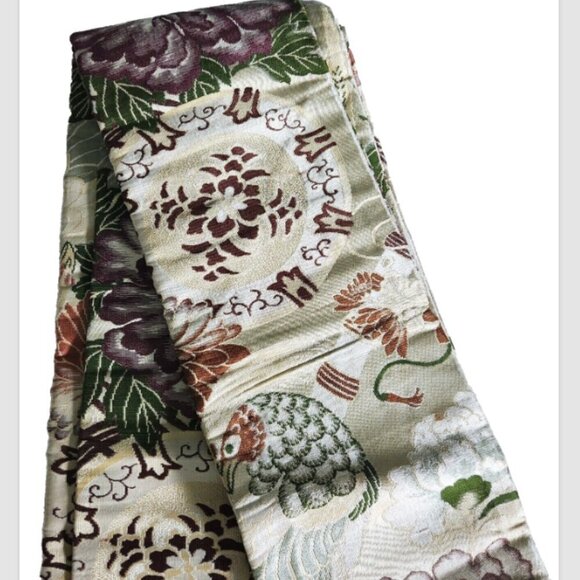 Japanese Obi for Kimono Lot of 2 Machine Embroidered Heavy Fabric Formal… - Picture 7 of 11